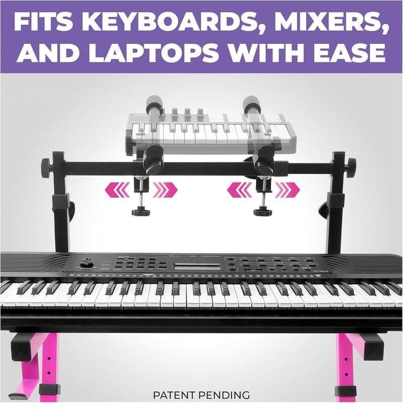 Liquid Stands 2 Tier Keyboard Stand Attachment - Arms Only - Adjustable Electric Digital Piano Stand for 54 - 88 Key Music Keyboards & Synths - Double Stand Extender for Square Tube Z Style Stands - Image 5